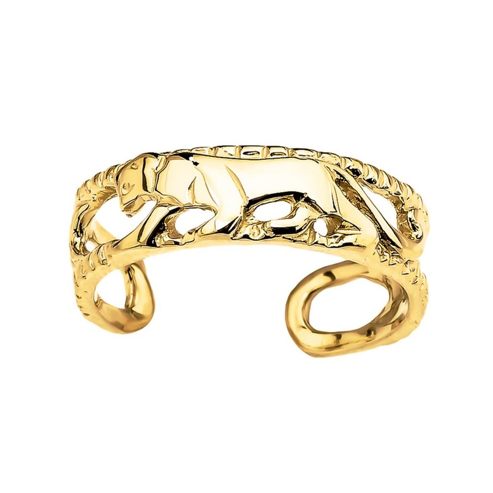 10k Solid Gold Open Design Panther Toe Ring Adjus… - image 1